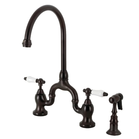 Kingston Brass Bridge Kitchen Faucet with Brass Sprayer, Oil Rubbed Bronze KS7795PLBS